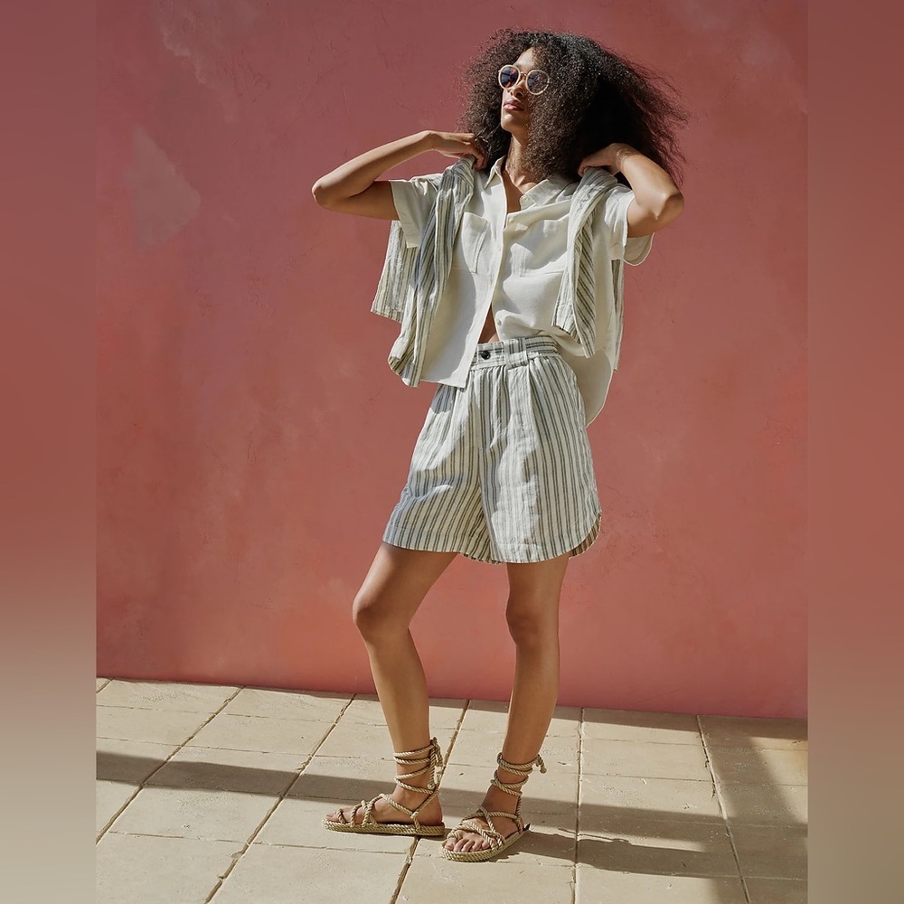 Madewell Breezewoven Beachside Shirttail Top Linen-blend in Ashen Sage